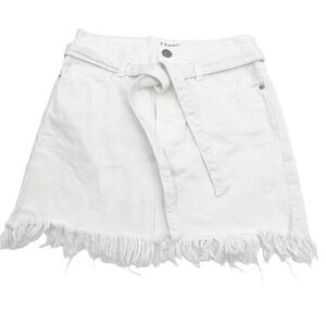 Frame NWT Le High Belted Frayed Fringe Hem Denim Mini Skirt Size 29